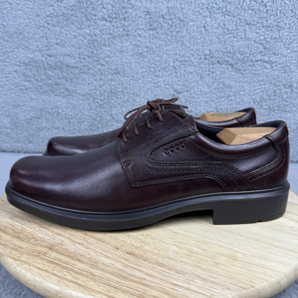 Ecco Shoes Mens US 12/12.5 EU 46 Brown Leather Oxford Loafer Helsinki Lace Up - Picture 4 of 13
